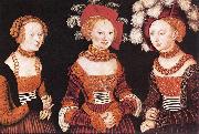 CRANACH, Lucas the Elder Saxon Princesses Sibylla, Emilia and Sidonia dfg Spain oil painting reproduction
